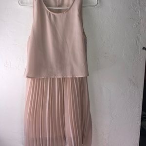 Blush pink dress with pleated skirt